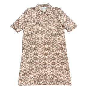 Emerson Fry Mini Dress Womens 4 Rust Ivory Collar Shift Retro 70s Jacquard Snap